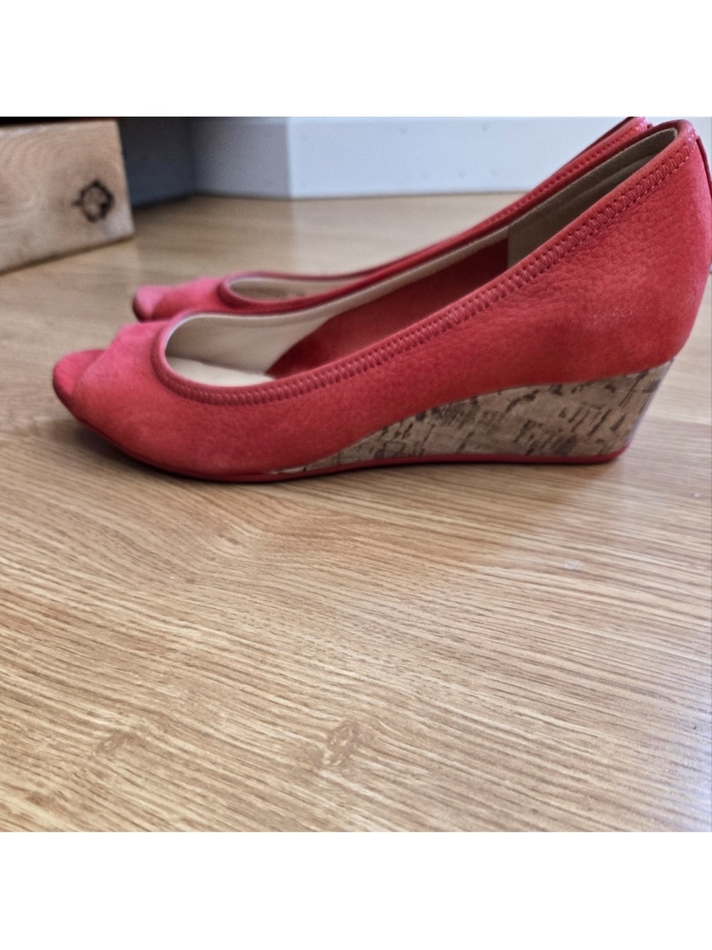 Cole Haan Nike Air Leather Cute Peep-Toe Wedges
